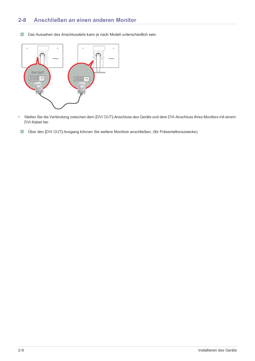 Samsung LF22NEBHBM/EN, LF22NEBHBN/EN manual Anschließen an einen anderen Monitor 