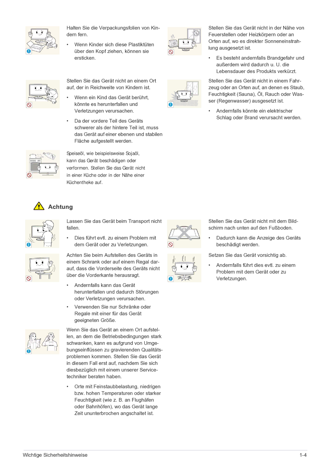 Samsung LF22NEBHBN/EN, LF22NEBHBM/EN manual Achtung 