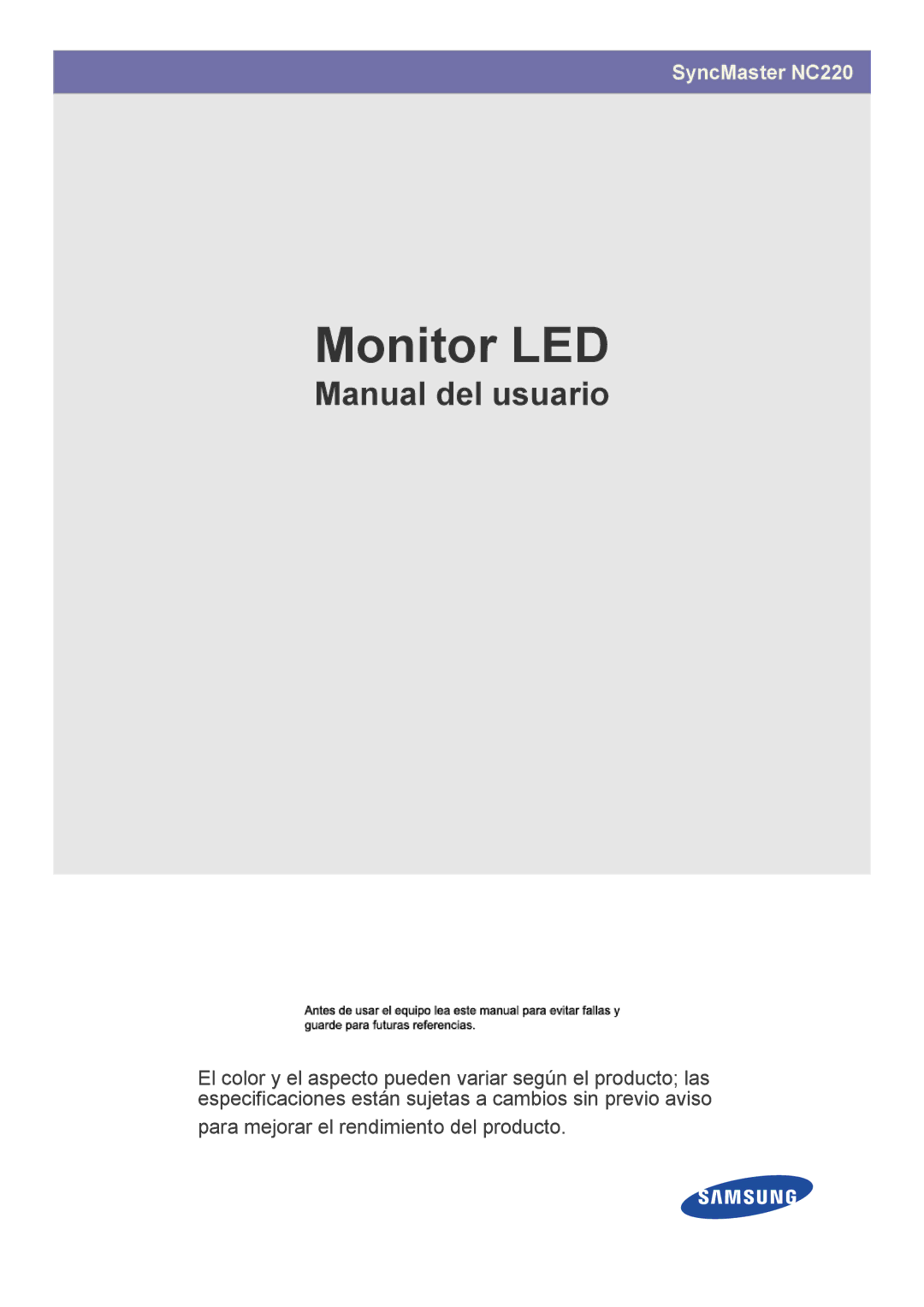 Samsung LF22NEBHBN/EN manual LED-skärm 