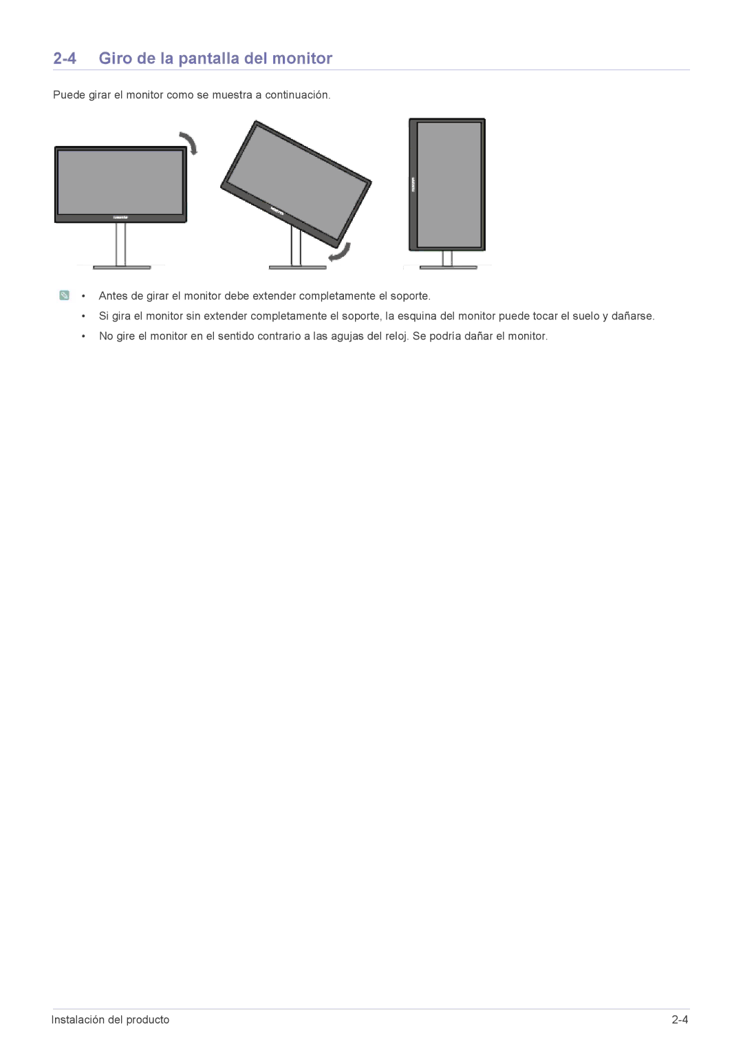 Samsung LF22NEBHBN/ZA, LF22NEBHBN/EN manual Giro de la pantalla del monitor 