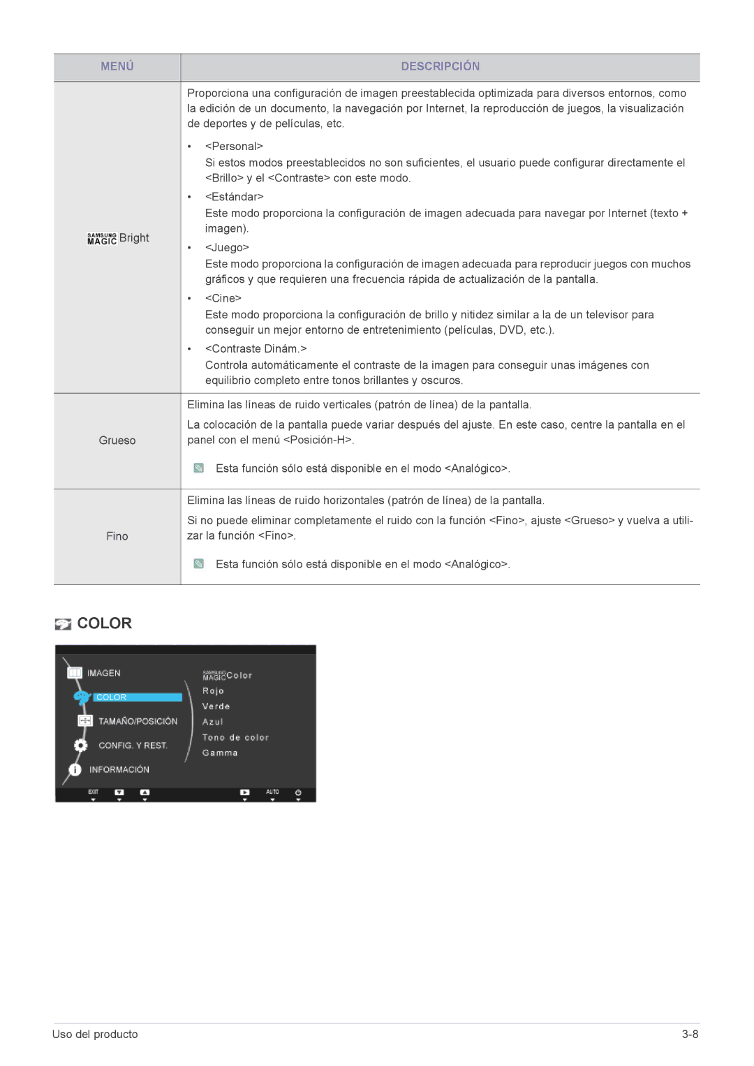 Samsung LF22NEBHBN/ZA, LF22NEBHBN/EN manual Color 