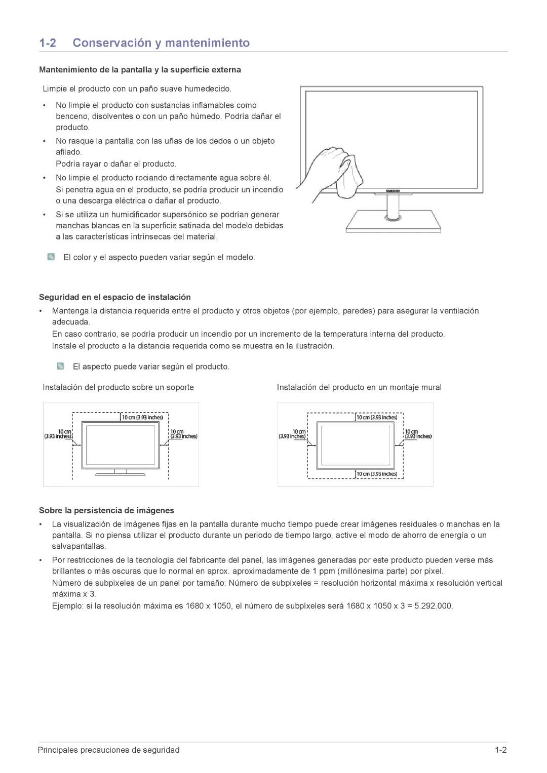 Samsung LF22NEBHBN/ZA, LF22NEBHBN/EN Conservación y mantenimiento, Mantenimiento de la pantalla y la superficie externa 