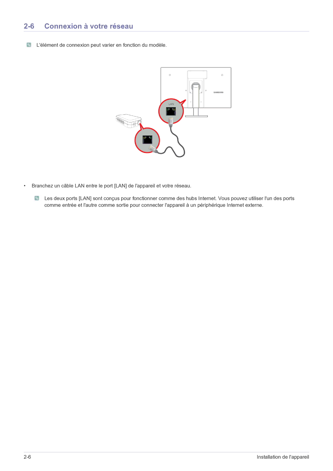 Samsung LF22NEBHBN/EN manual Connexion à votre réseau 