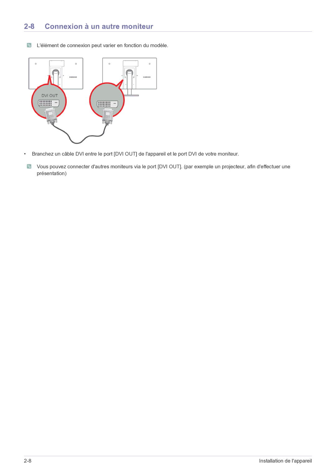 Samsung LF22NEBHBN/EN manual Connexion à un autre moniteur 