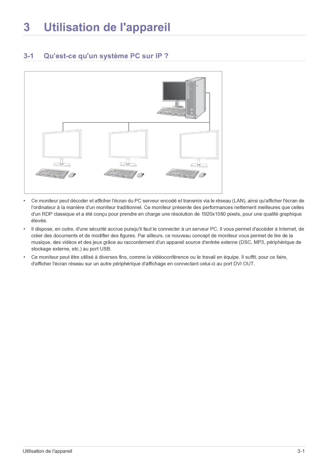 Samsung LF22NEBHBN/EN manual Utilisation de lappareil, Quest-ce quun système PC sur IP ? 