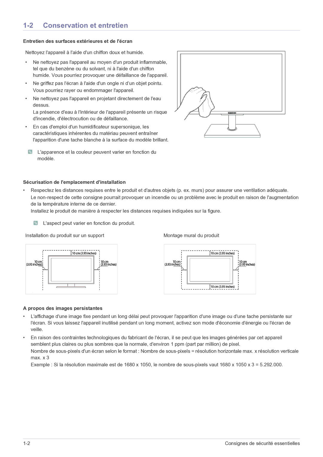 Samsung LF22NEBHBN/EN manual Conservation et entretien, Entretien des surfaces extérieures et de lécran 