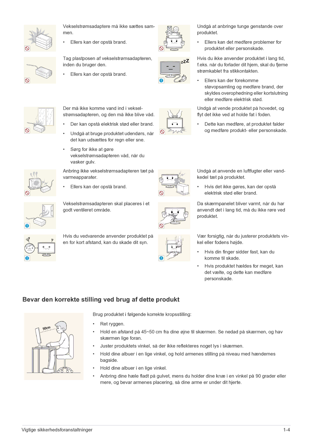 Samsung LF22NEBHBN/EN manual Bevar den korrekte stilling ved brug af dette produkt 