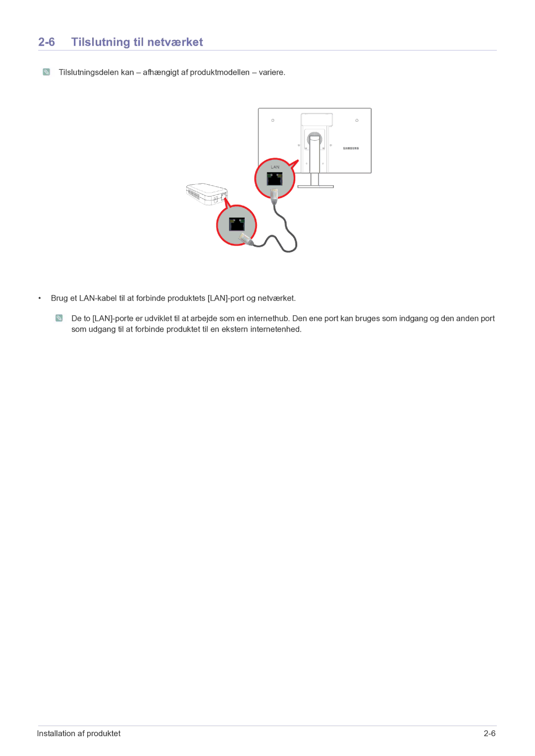 Samsung LF22NEBHBN/EN manual Tilslutning til netværket 