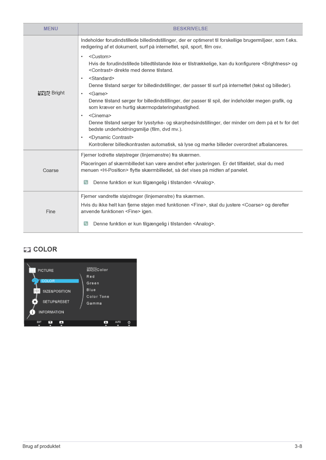 Samsung LF22NEBHBN/EN manual Color 