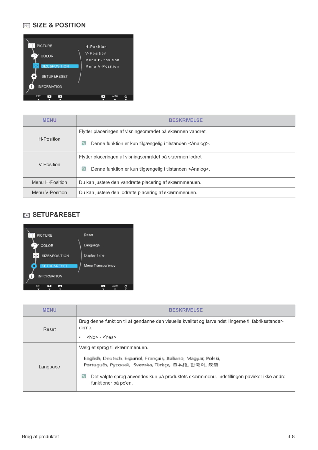 Samsung LF22NEBHBN/EN manual Size & Position 