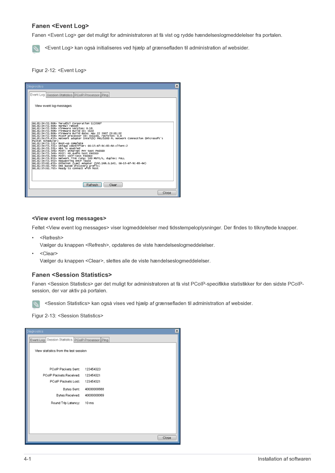 Samsung LF22NEBHBN/EN manual Fanen Event Log, Fanen Session Statistics, View event log messages 