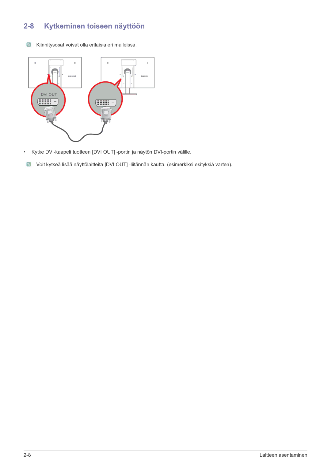 Samsung LF22NEBHBN/EN manual Kytkeminen toiseen näyttöön 