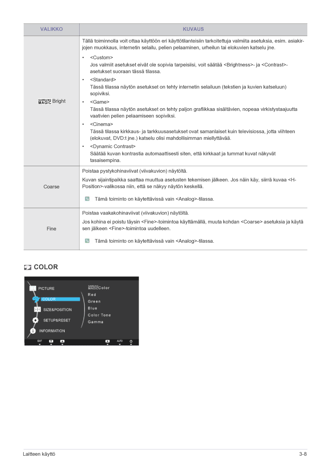 Samsung LF22NEBHBN/EN manual Color 