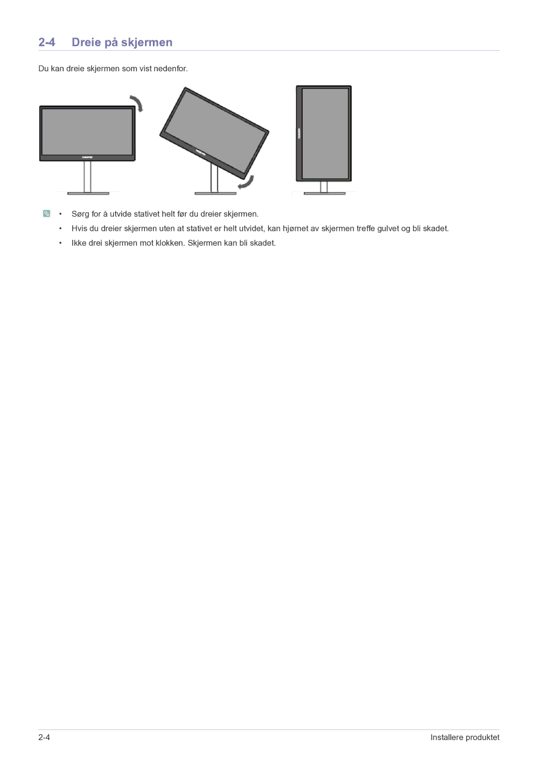 Samsung LF22NEBHBN/EN manual Dreie på skjermen 