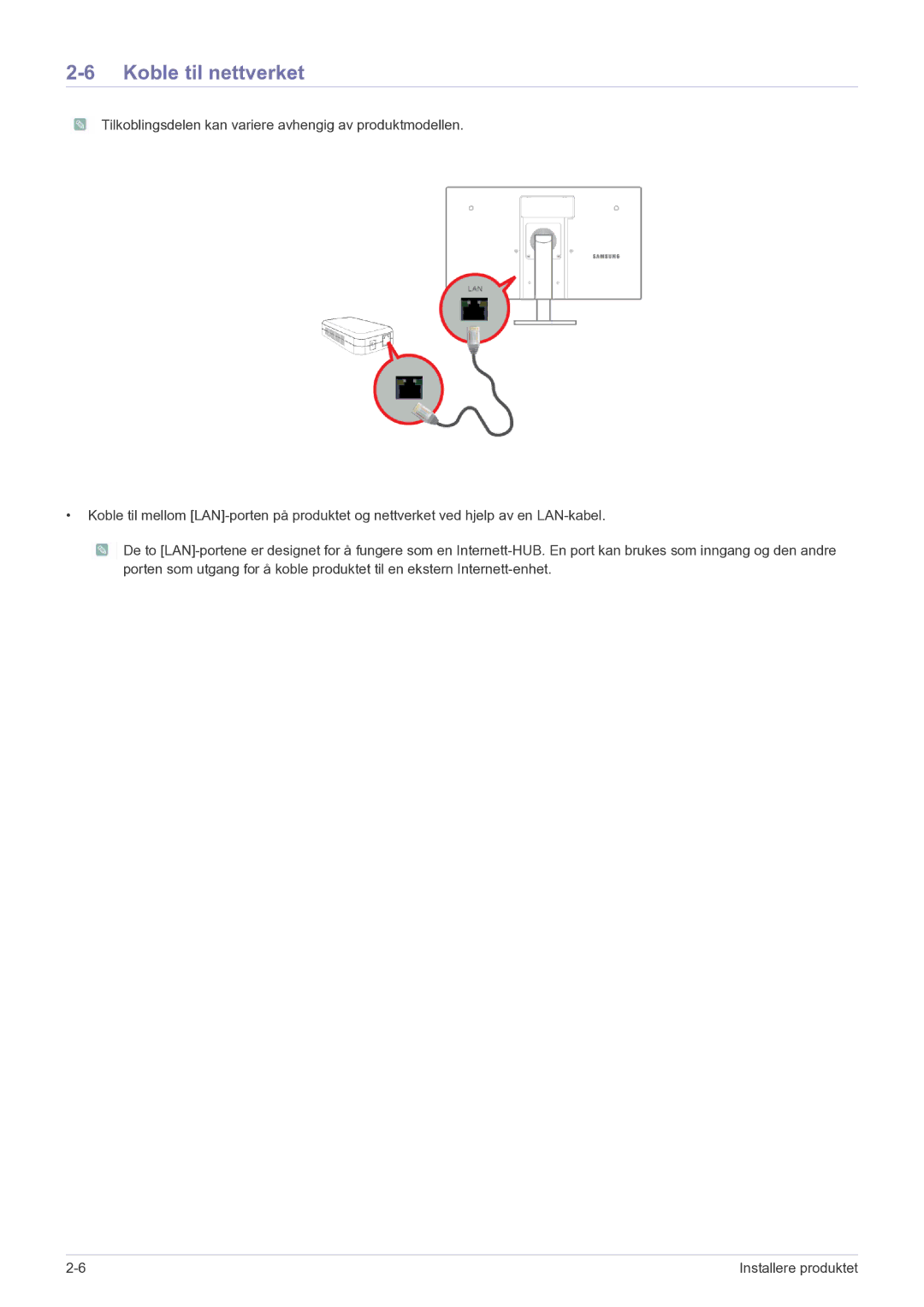 Samsung LF22NEBHBN/EN manual Koble til nettverket 