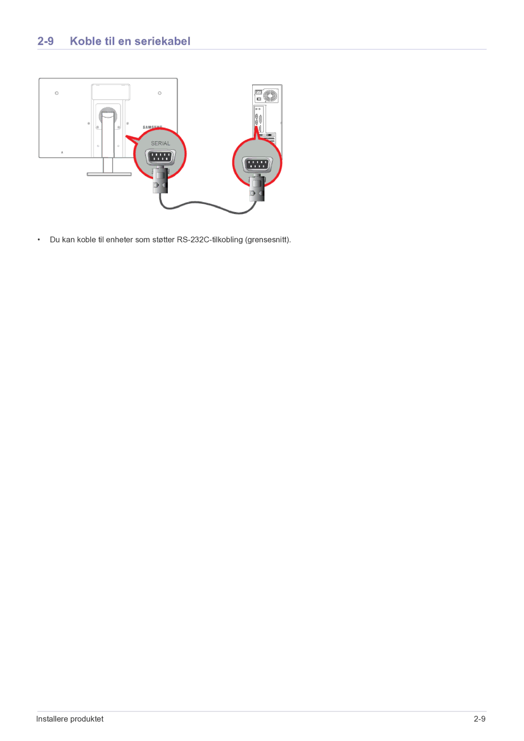 Samsung LF22NEBHBN/EN manual Koble til en seriekabel 