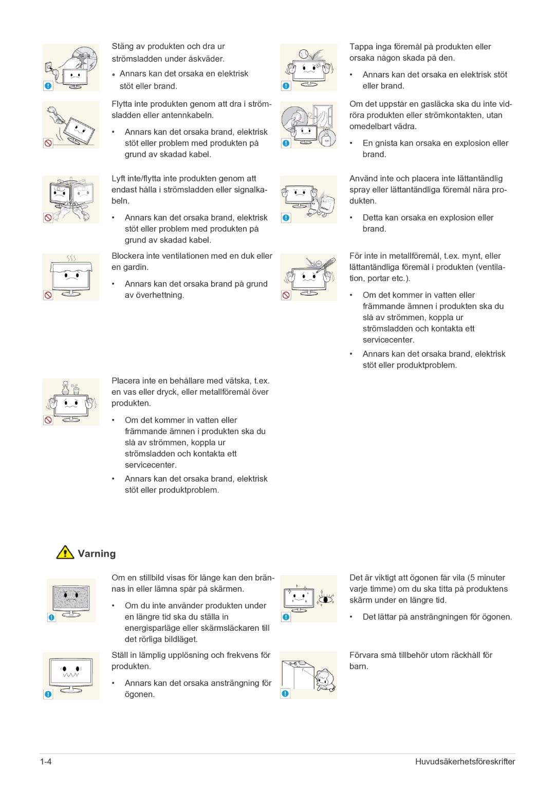 Samsung LF22NEBHBN/EN manual Stäng av produkten och dra ur strömsladden under åskväder 