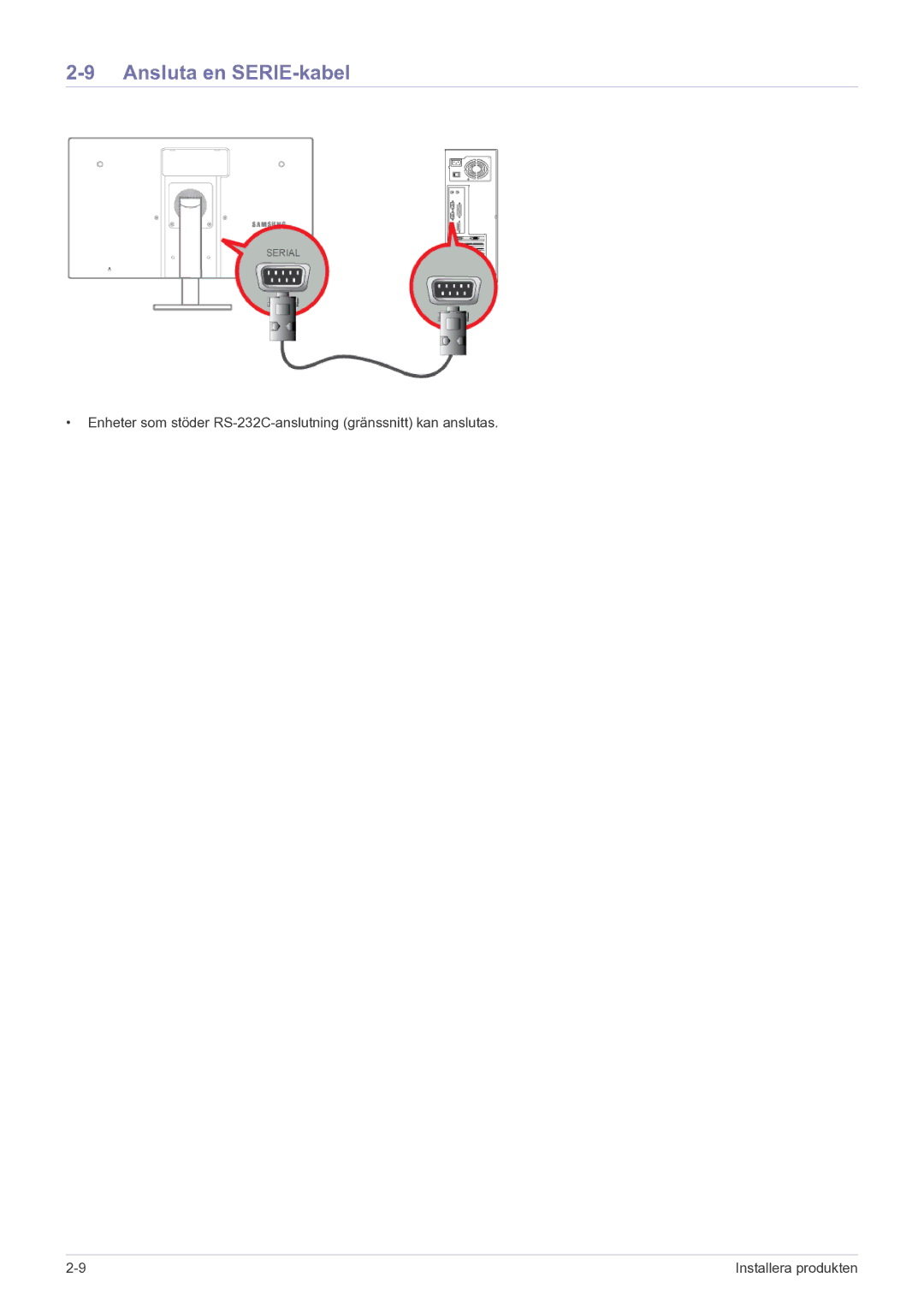 Samsung LF22NEBHBN/EN manual Ansluta en SERIE-kabel 