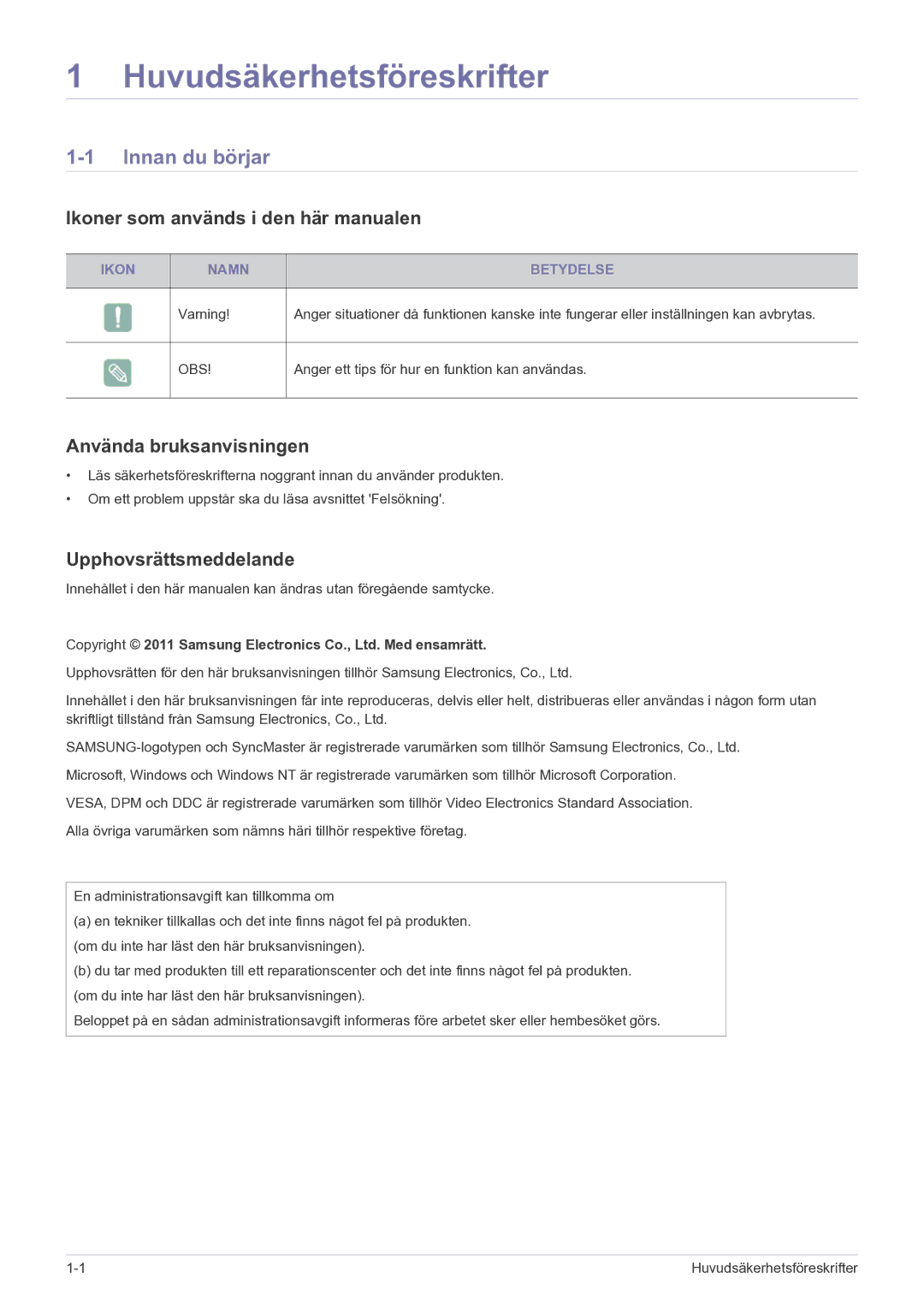 Samsung LF22NEBHBN/EN Innan du börjar, Ikoner som används i den här manualen, Använda bruksanvisningen 