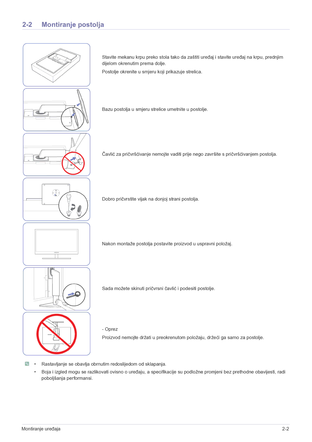 Samsung LF22NEBHBN/EN manual Montiranje postolja 