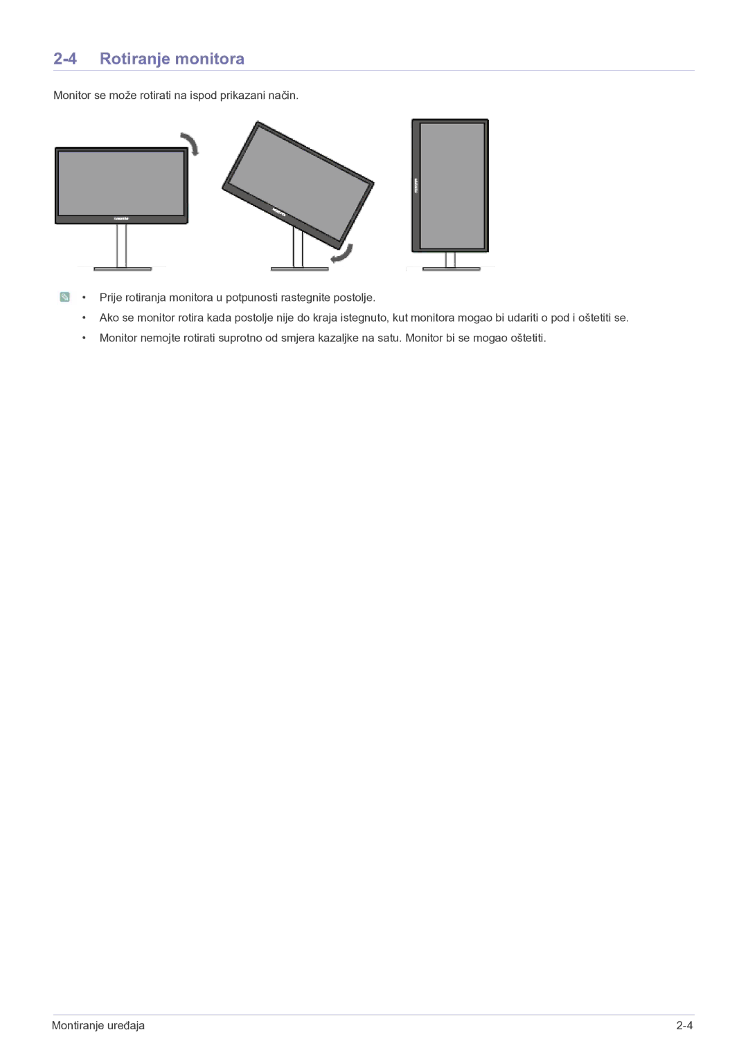 Samsung LF22NEBHBN/EN manual Rotiranje monitora 