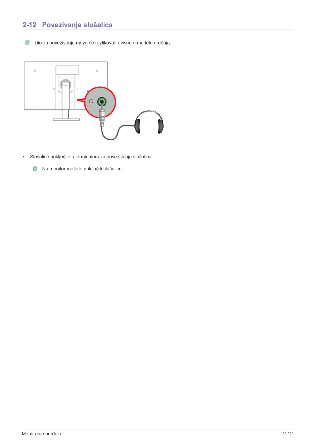 Samsung LF22NEBHBN/EN manual Povezivanje slušalica 