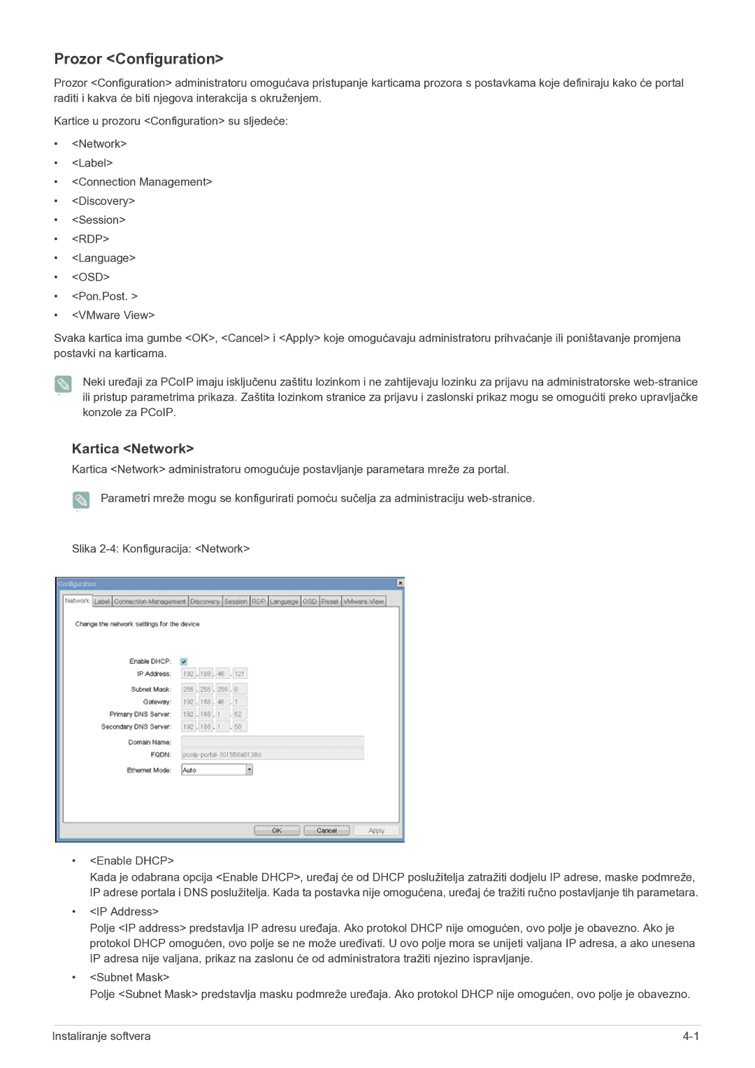 Samsung LF22NEBHBN/EN manual Prozor Configuration, Kartica Network 