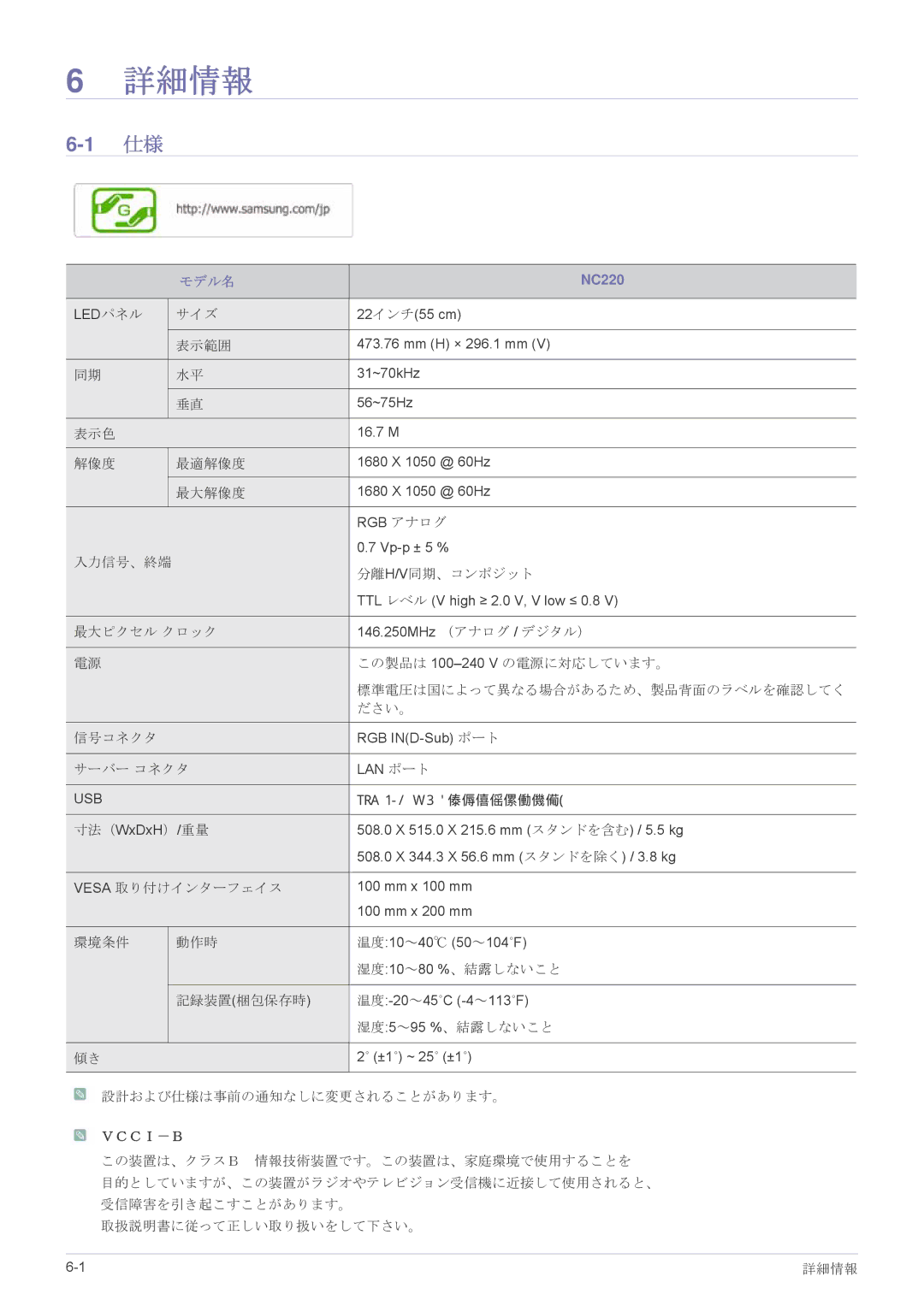 Samsung LF22NEBHBNM/XJ, LF22NEBHBN/XJ manual 詳細情報, モデル名 