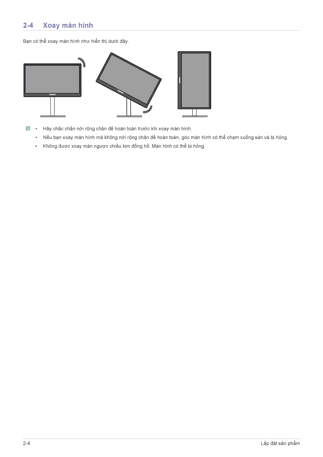 Samsung LF22NEBHBN/XY manual Xoay màn hình 