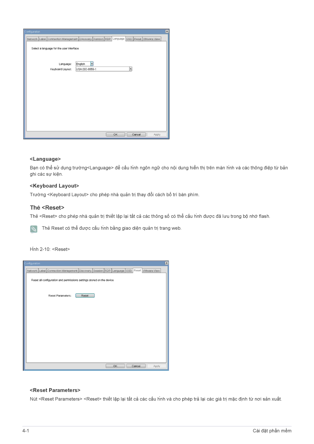 Samsung LF22NEBHBN/XY manual Thẻ Reset, Language 