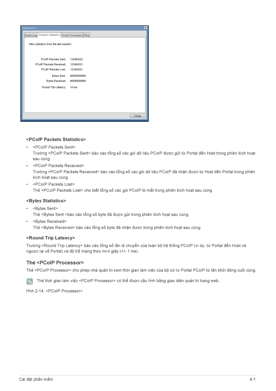 Samsung LF22NEBHBN/XY manual Thẻ PCoIP Processor, PCoIP Packets Statistics 