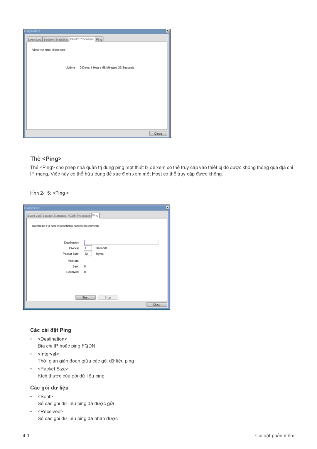 Samsung LF22NEBHBN/XY manual Thẻ Ping, Các cài đặt Ping 