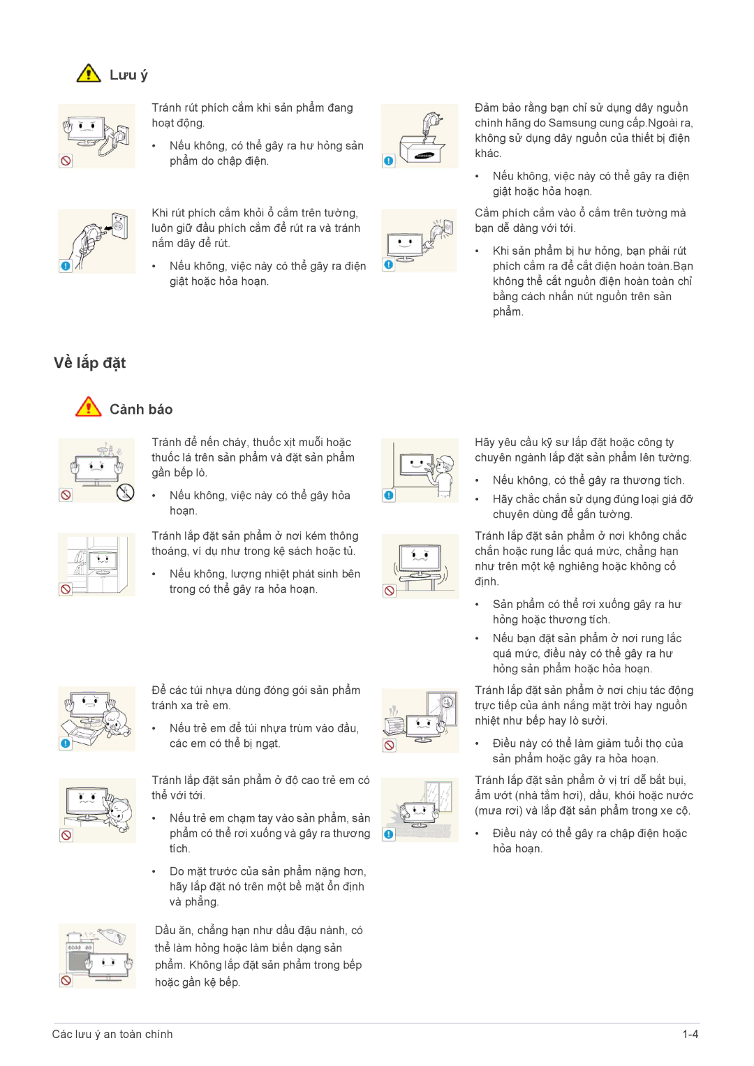 Samsung LF22NEBHBN/XY manual Về lắp đặt, Lưu ý 