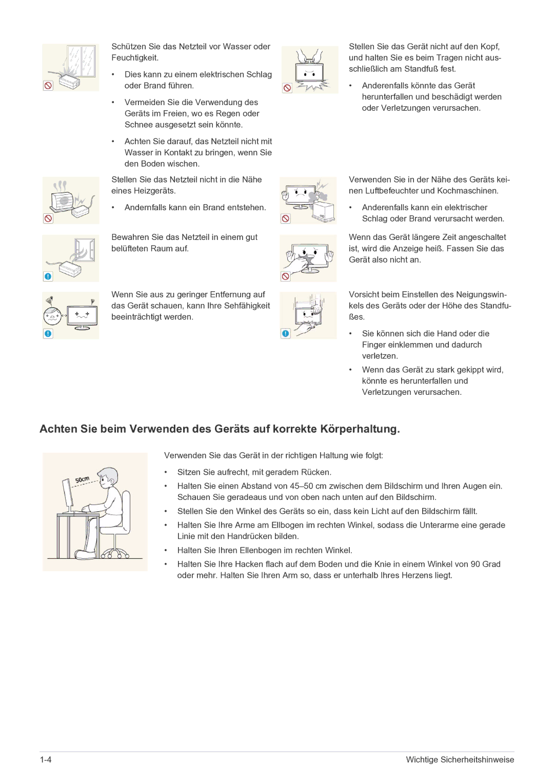 Samsung LF22NPBHBNP/EN manual Wichtige Sicherheitshinweise 