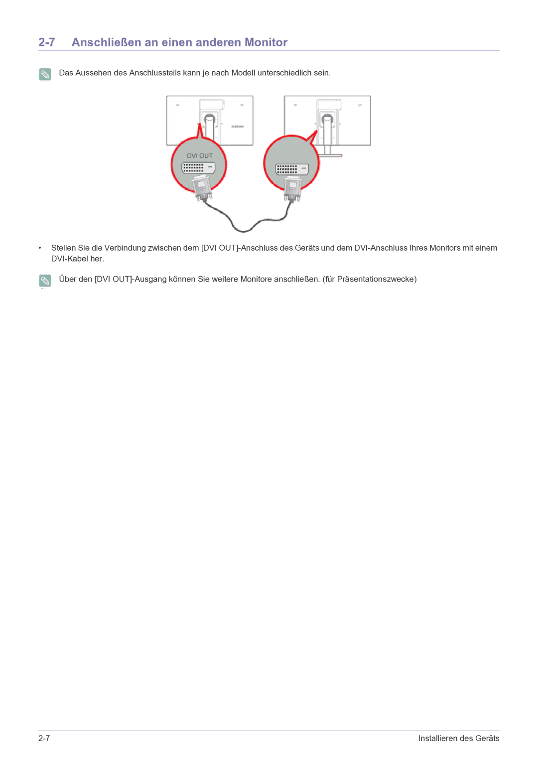 Samsung LF22NPBHBNP/EN manual Anschließen an einen anderen Monitor 