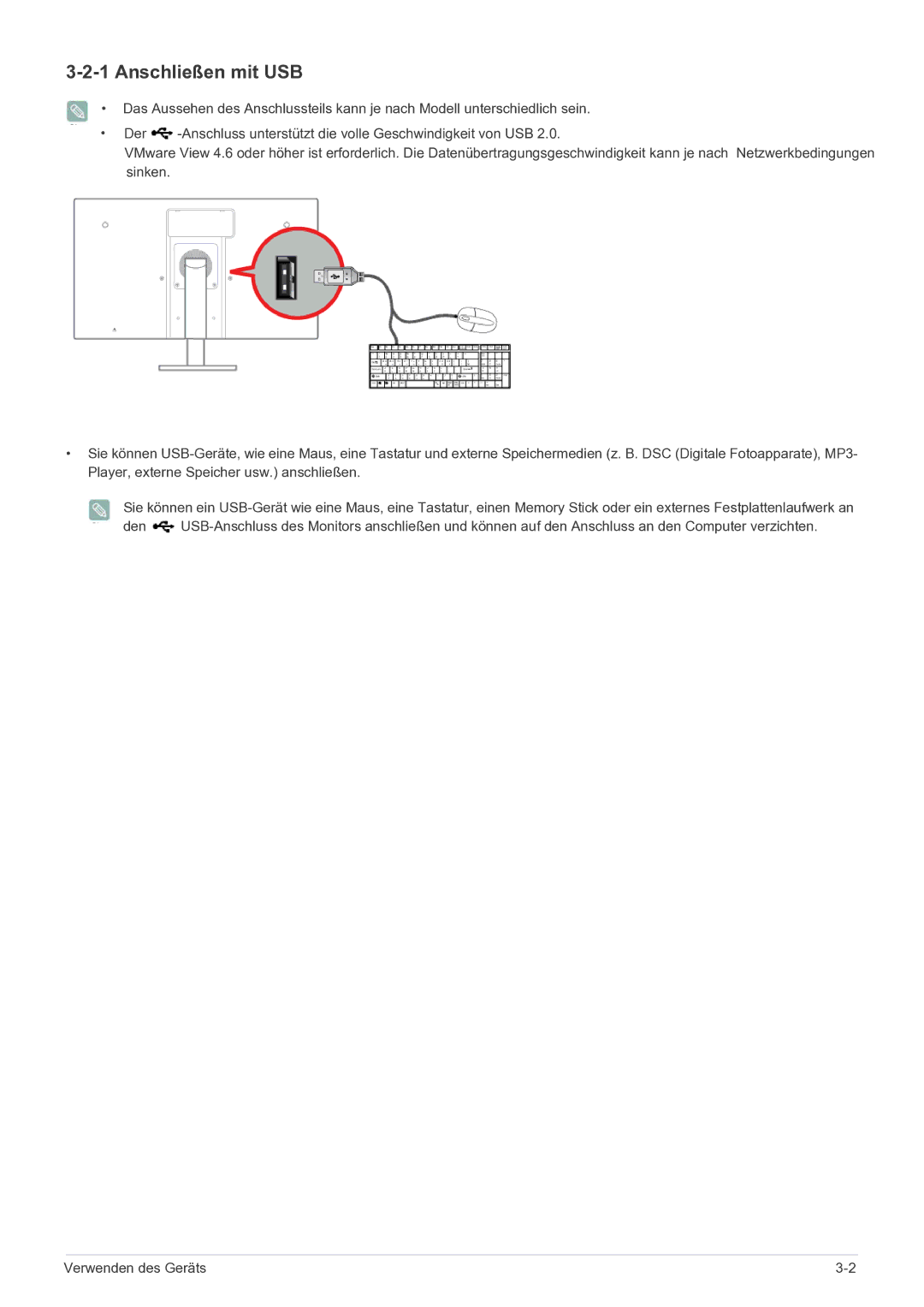 Samsung LF22NPBHBNP/EN manual Anschließen mit USB 