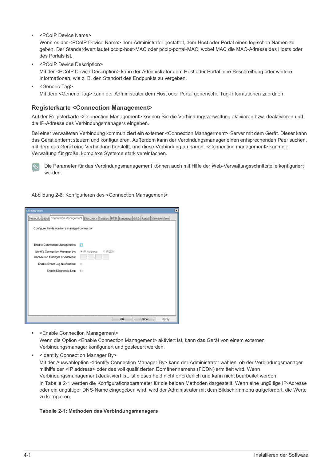 Samsung LF22NPBHBNP/EN manual Registerkarte Connection Management 