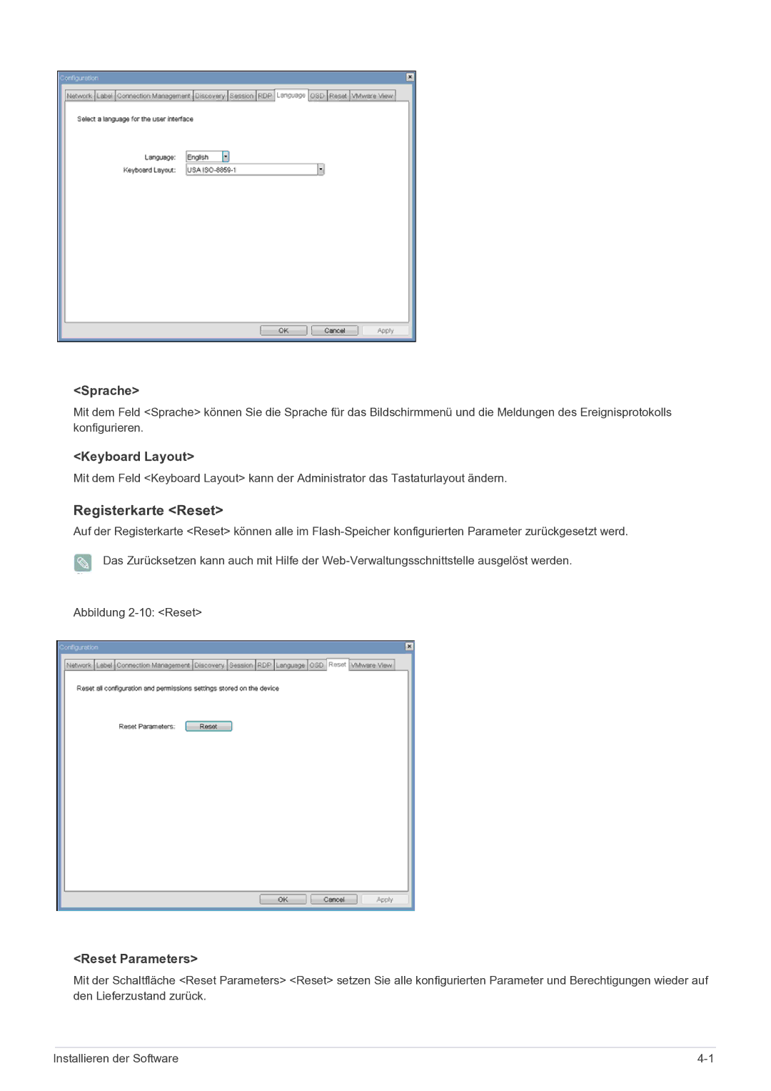 Samsung LF22NPBHBNP/EN manual Registerkarte Reset, Sprache 