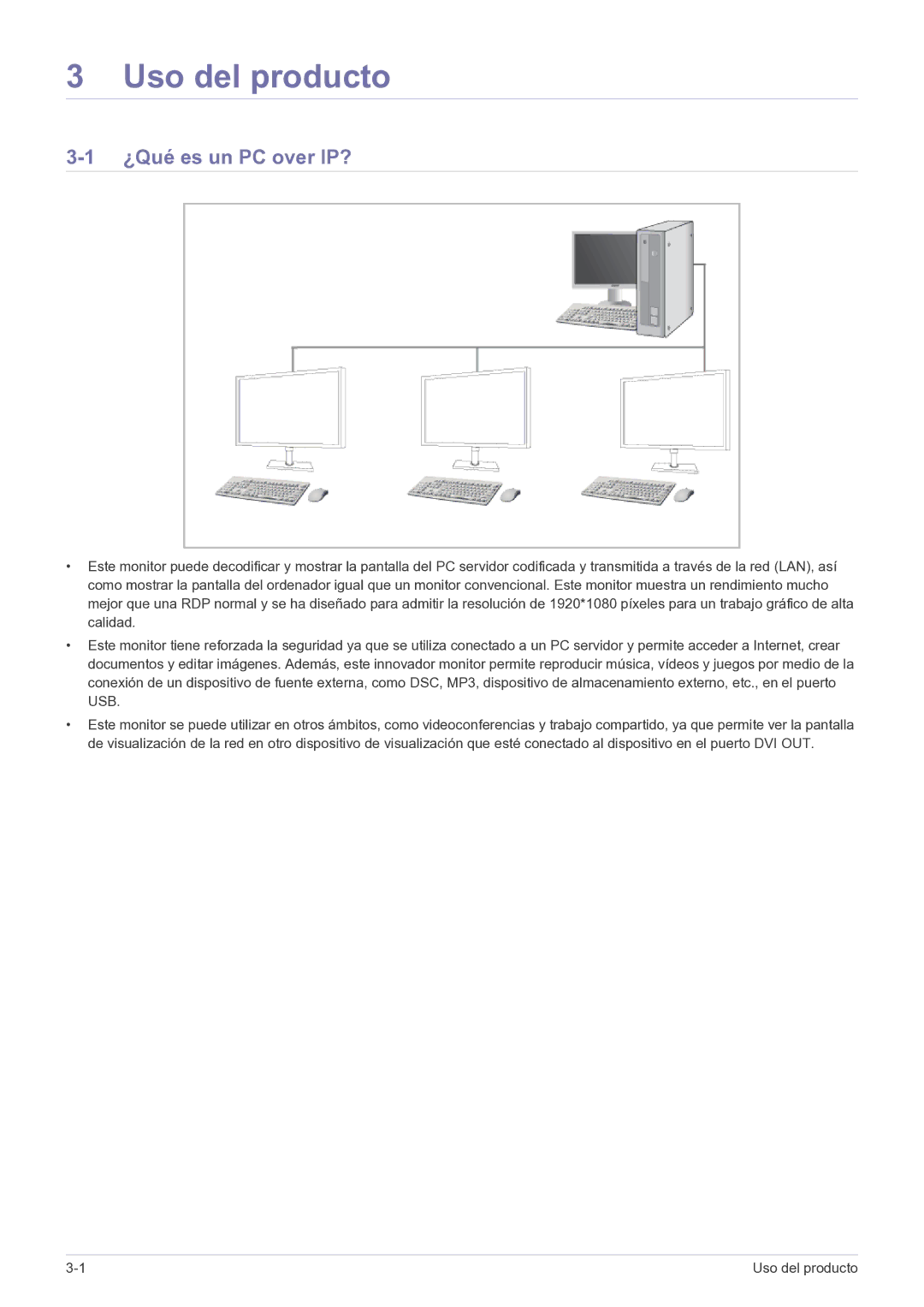 Samsung LF22NPBHBNP/EN manual Uso del producto, ¿Qué es un PC over IP? 