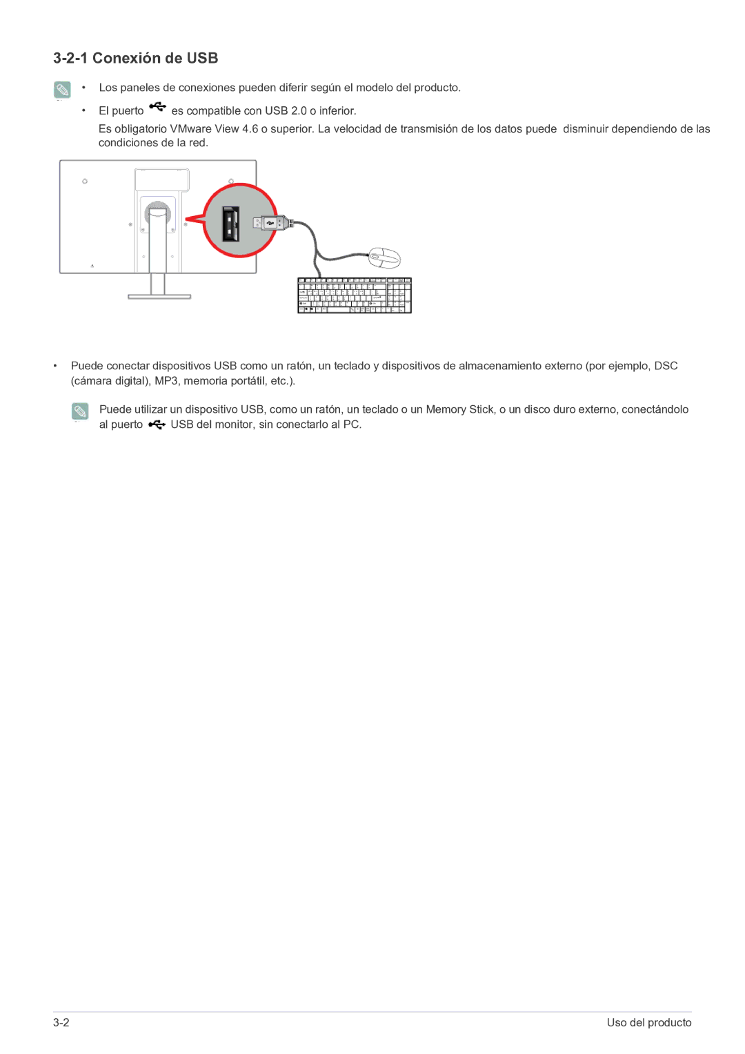 Samsung LF22NPBHBNP/EN manual Conexión de USB 