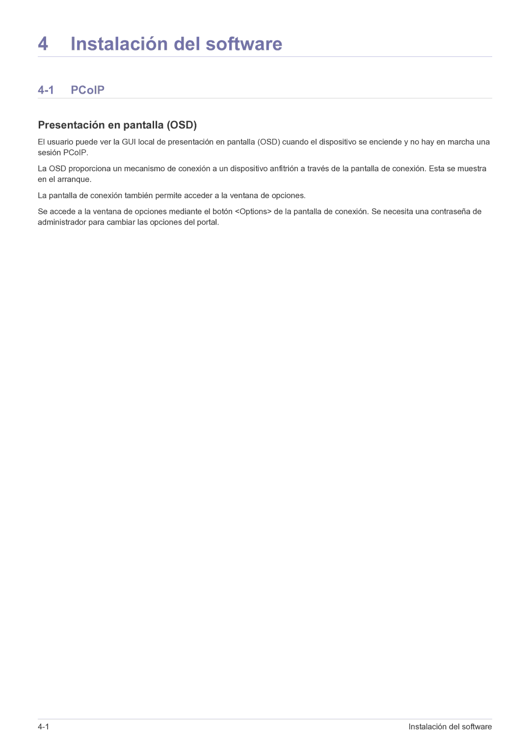 Samsung LF22NPBHBNP/EN manual PCoIP, Presentación en pantalla OSD 