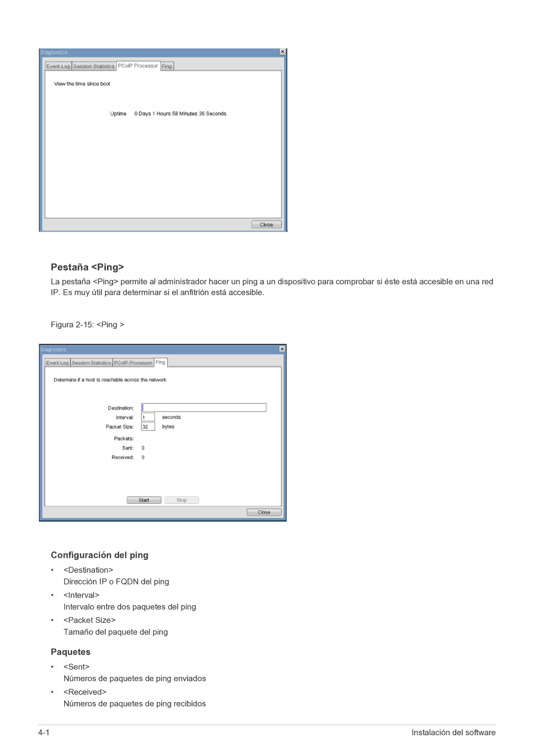 Samsung LF22NPBHBNP/EN manual Pestaña Ping, Configuración del ping 