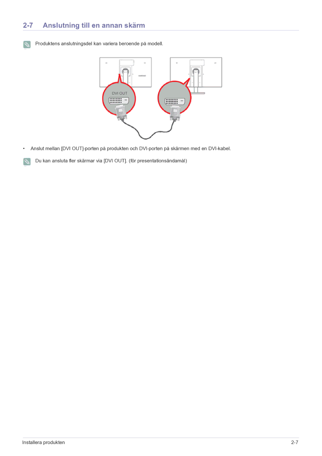 Samsung LF22NPBHBNP/EN manual Anslutning till en annan skärm 