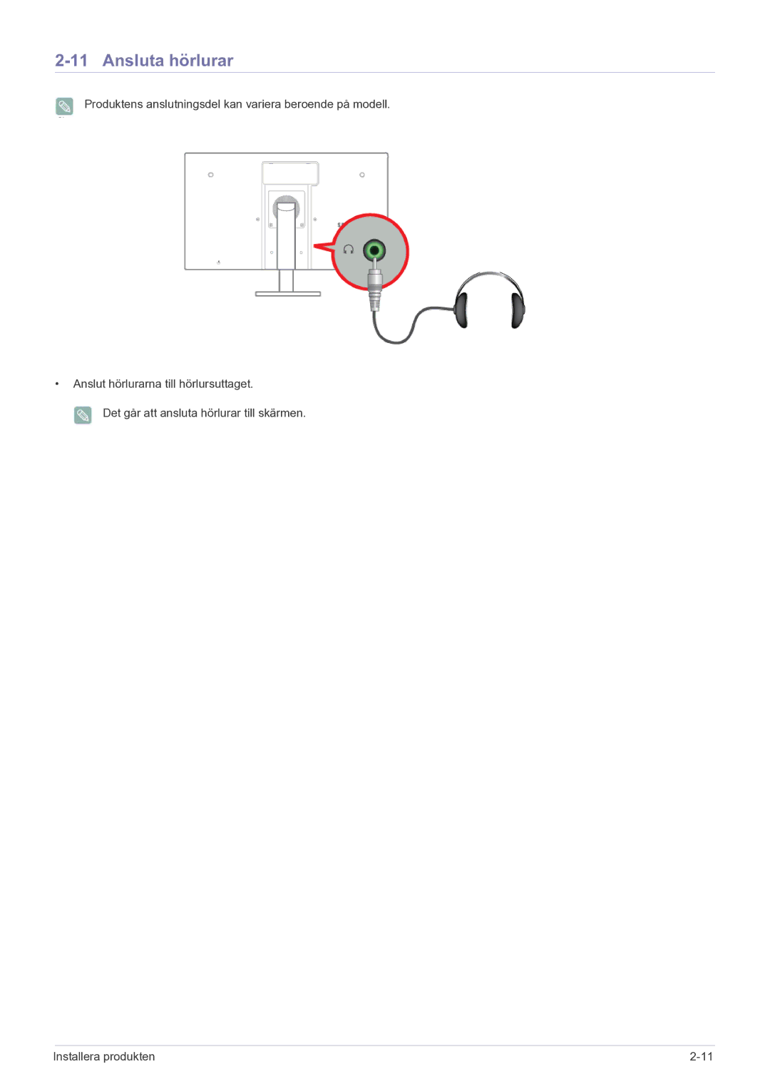 Samsung LF22NPBHBNP/EN manual Ansluta hörlurar 