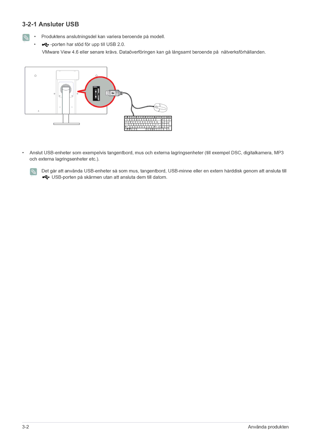 Samsung LF22NPBHBNP/EN manual Ansluter USB 