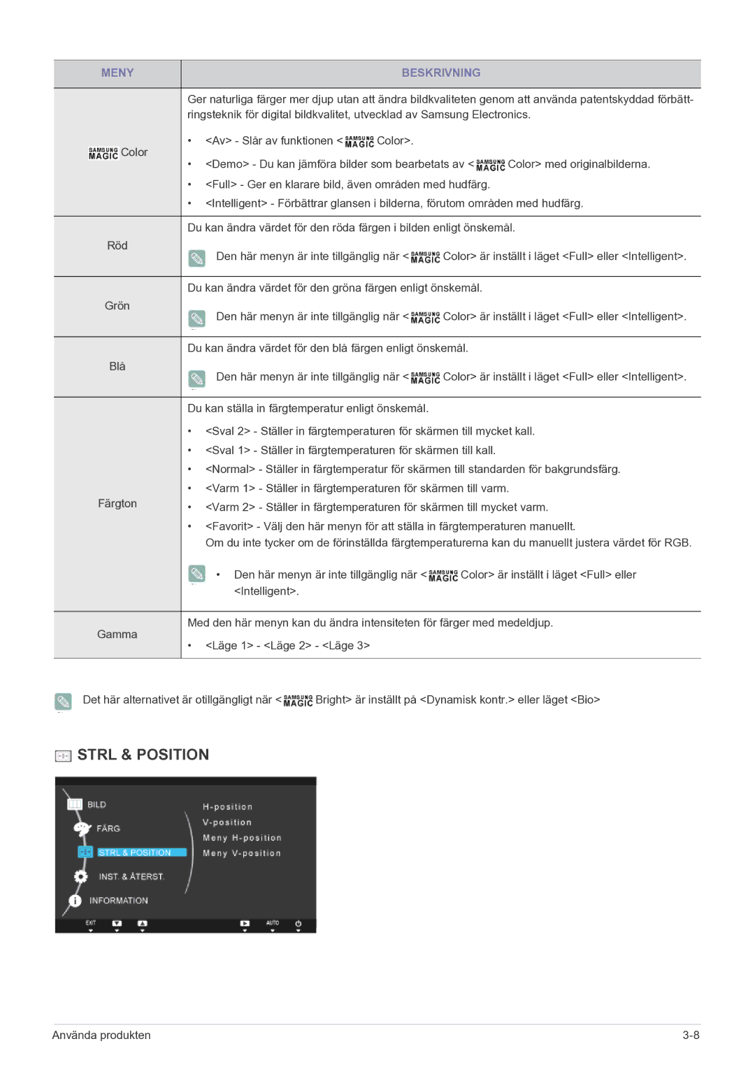 Samsung LF22NPBHBNP/EN manual Strl & Position 