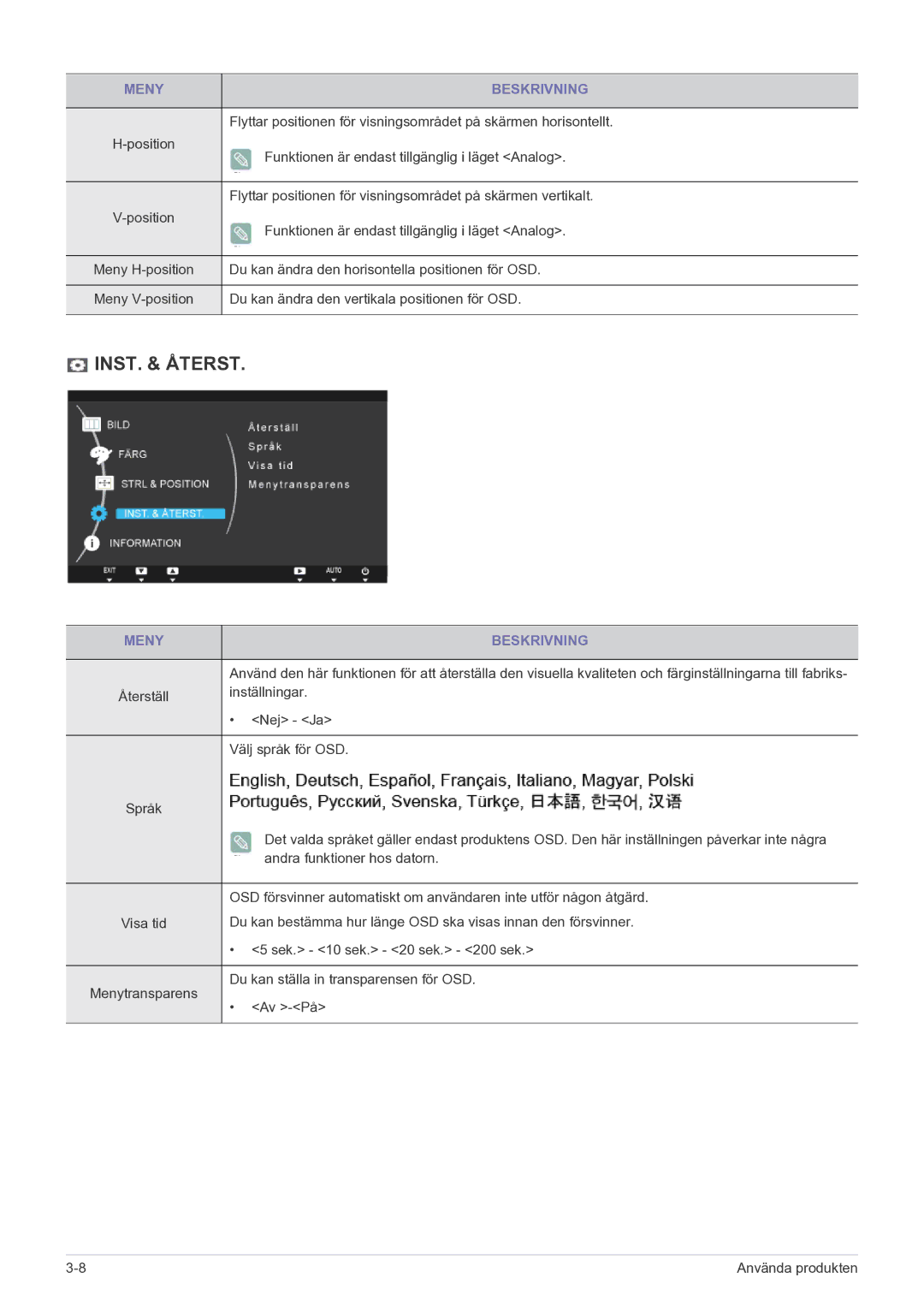 Samsung LF22NPBHBNP/EN manual INST. & Återst 