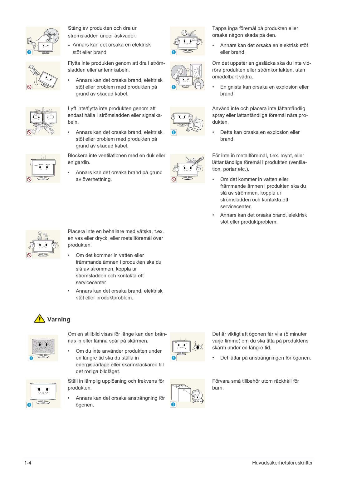 Samsung LF22NPBHBNP/EN manual Stäng av produkten och dra ur strömsladden under åskväder 