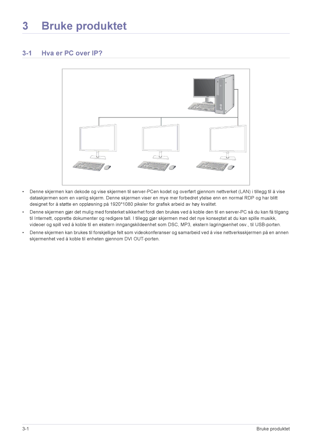 Samsung LF22NPBHBNP/EN manual Bruke produktet, Hva er PC over IP? 