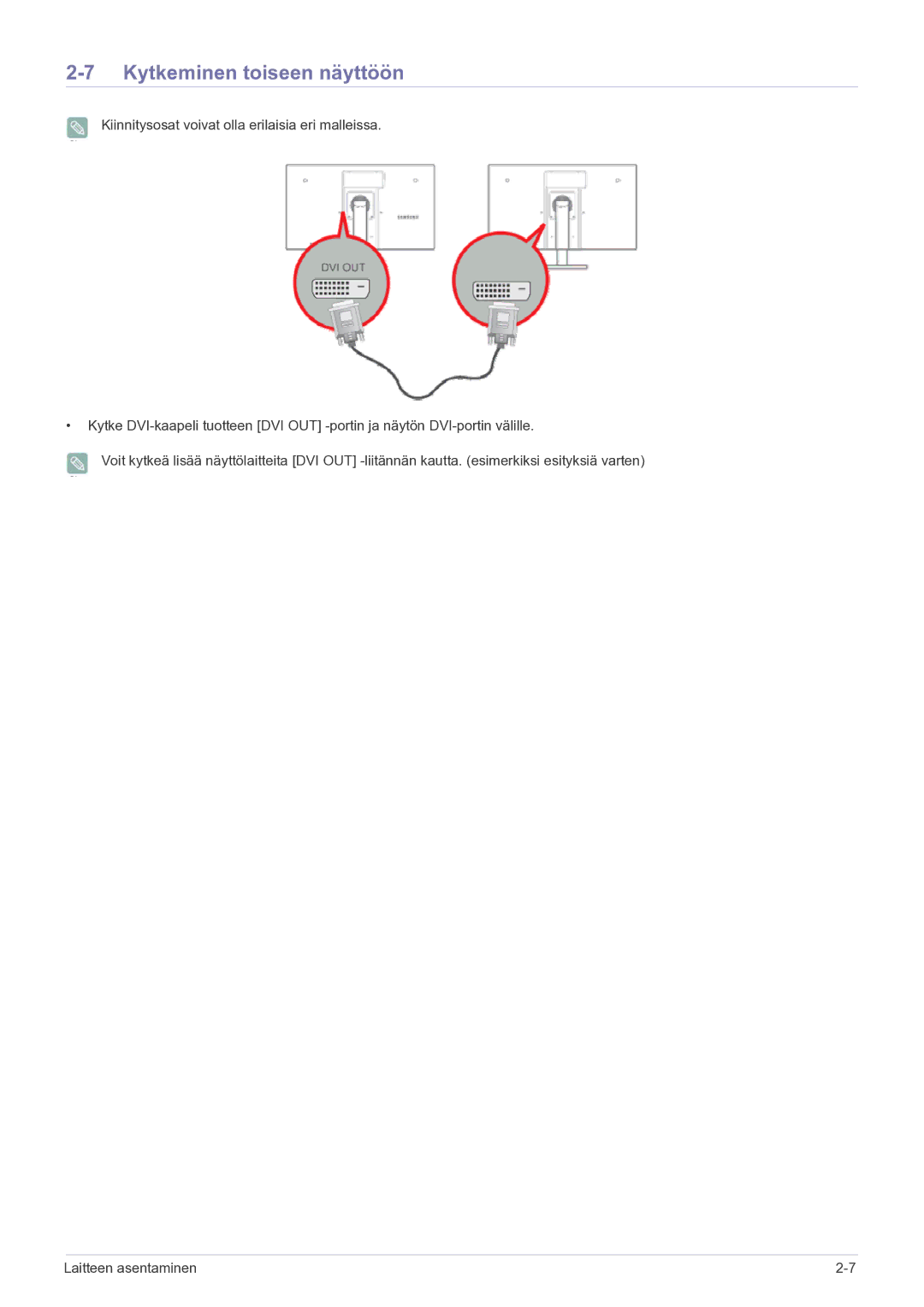 Samsung LF22NPBHBNP/EN manual Kytkeminen toiseen näyttöön 